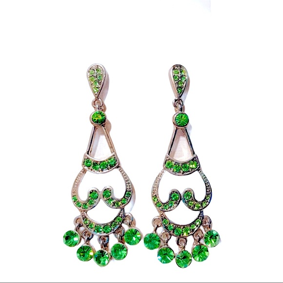 Green Crystal Chandelier Earring - Picture 1 of 5